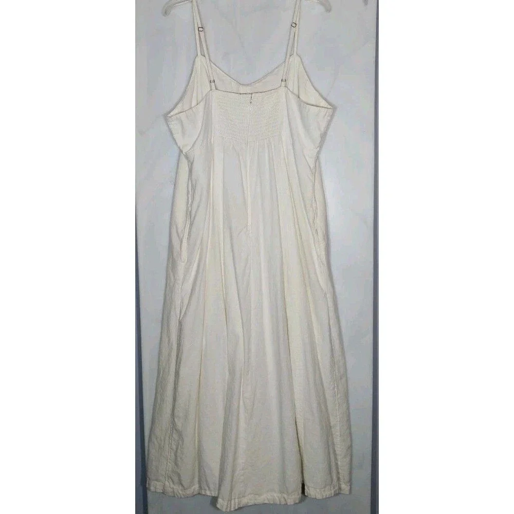 Abercrombie & Fitch Ivory Linen Look Maxi Dress Smocked Pockets XXLT Tall